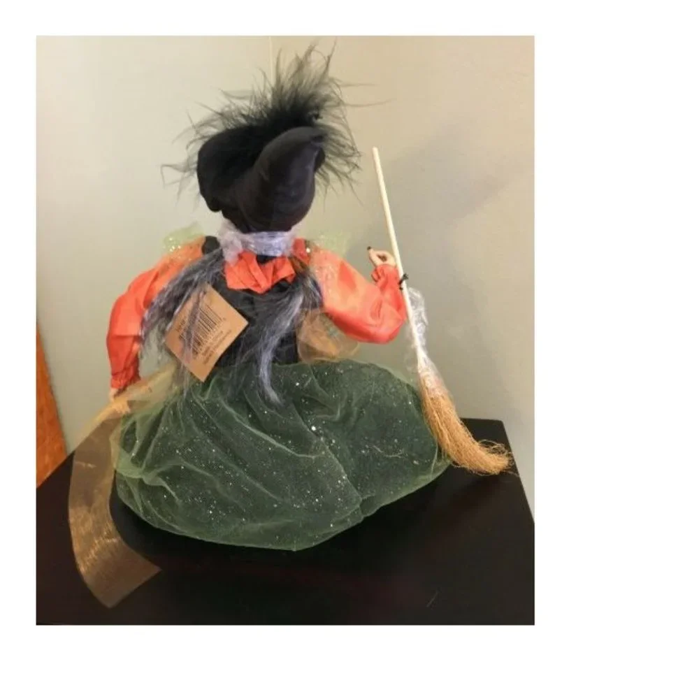 New Ritzy Glam Halloween Witch Doll Shelf Sitter Leg Dangler w/ Broom 29